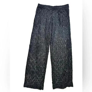 Trina Turk black open crochet wide leg beach pool swim pants XS